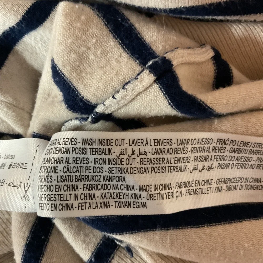 Zara Women's Striped Printed Crewneck Knitted Long Sleeve Pullover Sweater Sz XL